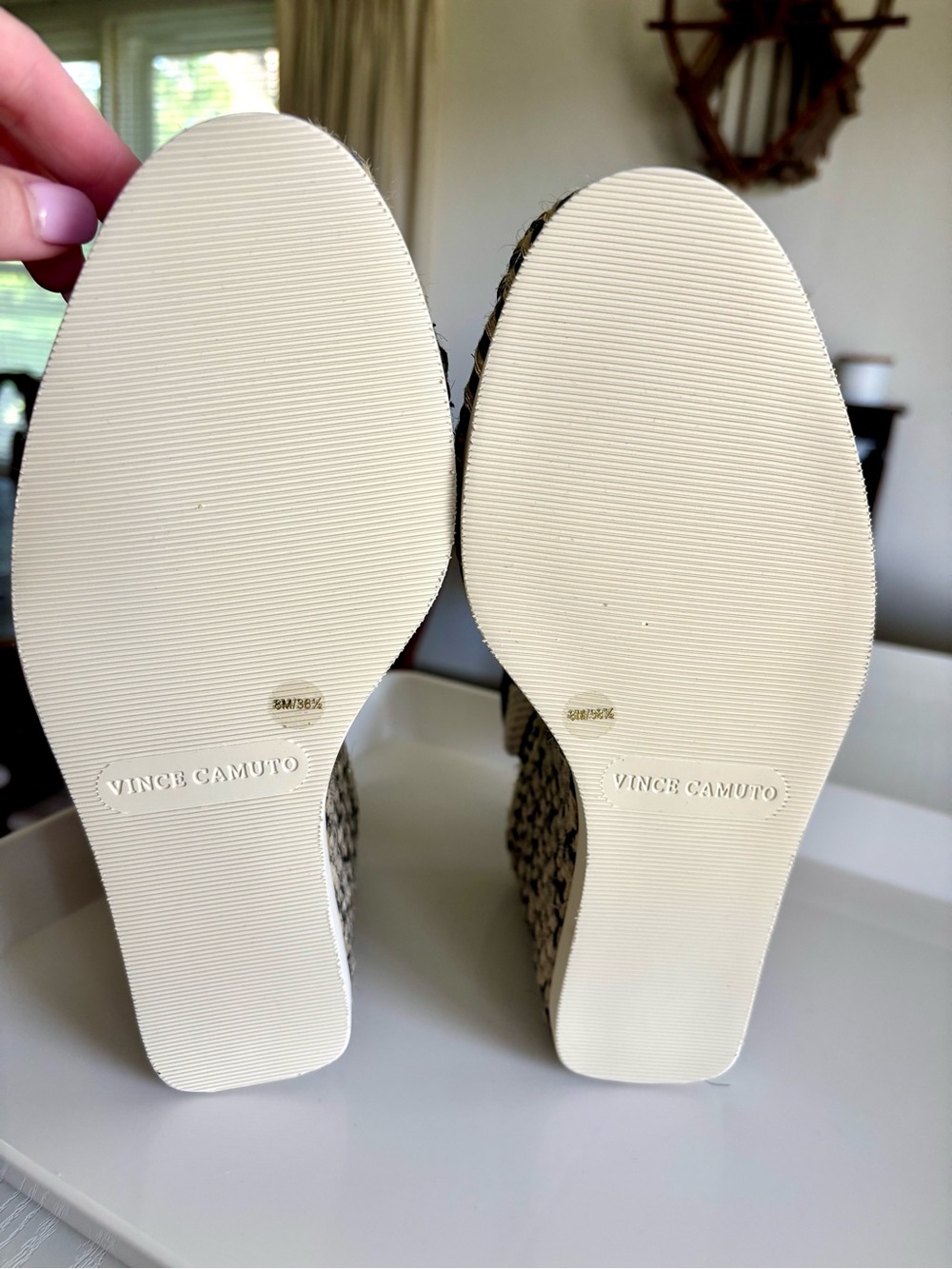 NEW Vince Camuto Black Braided Espadrille Wedge Sandals | Ankle Wrap | size 8 - Picture 5 of 8